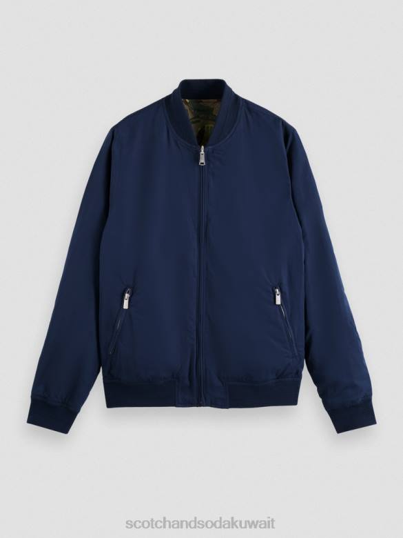 ملابس Scotch & Soda سترة بومبر ذات وجهين زهرة البحرية/الجيش AOP رجال N0V4573