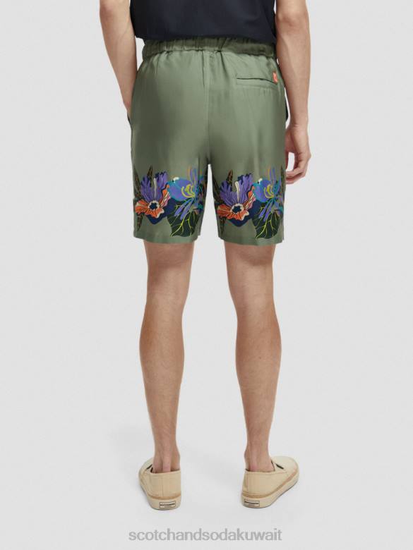 ملابس Scotch & Soda شورت مطبوع مطاطي التنس الأخضر AOP رجال N0V4597