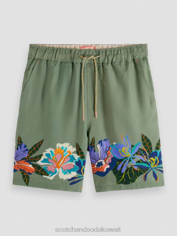 ملابس Scotch & Soda شورت مطبوع مطاطي التنس الأخضر AOP رجال N0V4597