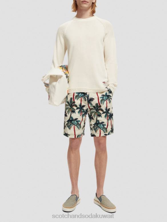 ملابس Scotch & Soda شورت تشينو المطبوع من ستيوارت أشجار النخيل أوف وايت AOP رجال N0V4623