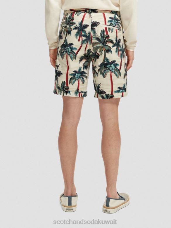 ملابس Scotch & Soda شورت تشينو المطبوع من ستيوارت أشجار النخيل أوف وايت AOP رجال N0V4623