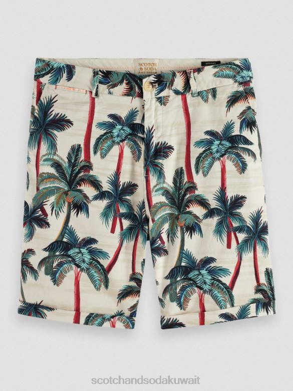ملابس Scotch & Soda شورت تشينو المطبوع من ستيوارت أشجار النخيل أوف وايت AOP رجال N0V4623