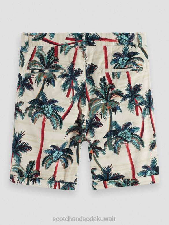 ملابس Scotch & Soda شورت تشينو المطبوع من ستيوارت أشجار النخيل أوف وايت AOP رجال N0V4623