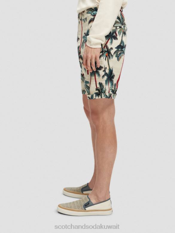 ملابس Scotch & Soda شورت تشينو المطبوع من ستيوارت أشجار النخيل أوف وايت AOP رجال N0V4623