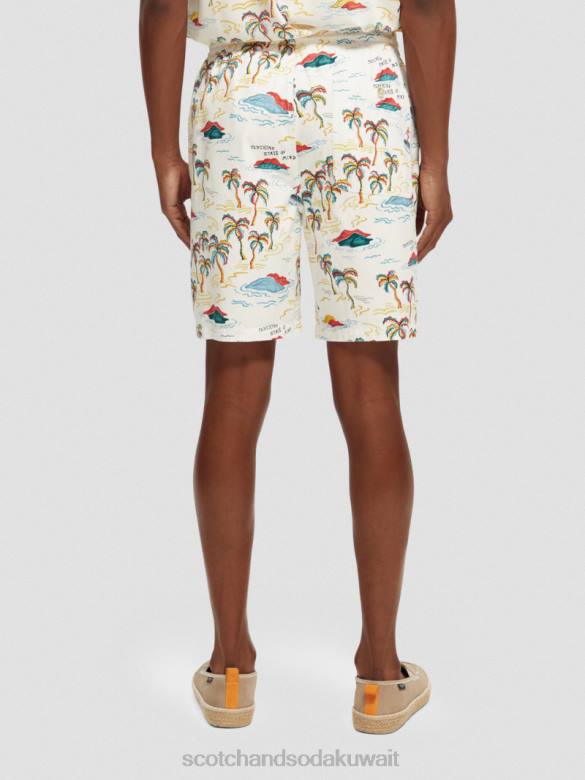 ملابس Scotch & Soda شورت برمودا المطبوع المفضل جزيرة النخلة البيضاء AOP رجال N0V4626