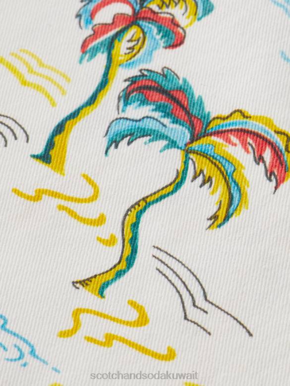 ملابس Scotch & Soda شورت برمودا المطبوع المفضل جزيرة النخلة البيضاء AOP رجال N0V4626