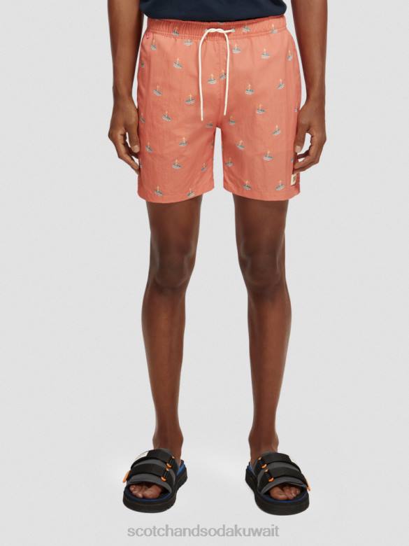 ملابس Scotch & Soda شورت سباحة مطبوع متوسط ​​الطول فلامنغو سيرفر AOP رجال N0V4670