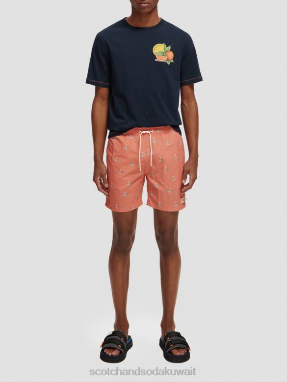 ملابس Scotch & Soda شورت سباحة مطبوع متوسط ​​الطول فلامنغو سيرفر AOP رجال N0V4670