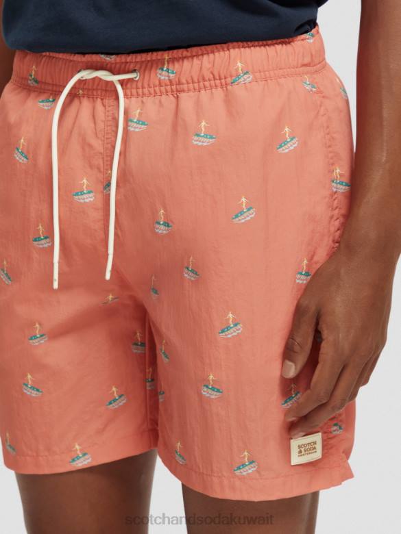 ملابس Scotch & Soda شورت سباحة مطبوع متوسط ​​الطول فلامنغو سيرفر AOP رجال N0V4670