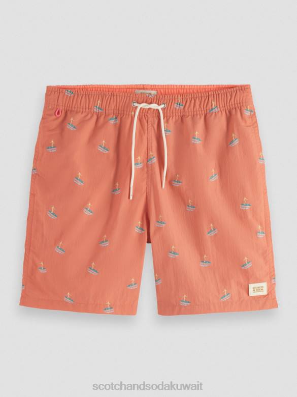 ملابس Scotch & Soda شورت سباحة مطبوع متوسط ​​الطول فلامنغو سيرفر AOP رجال N0V4670