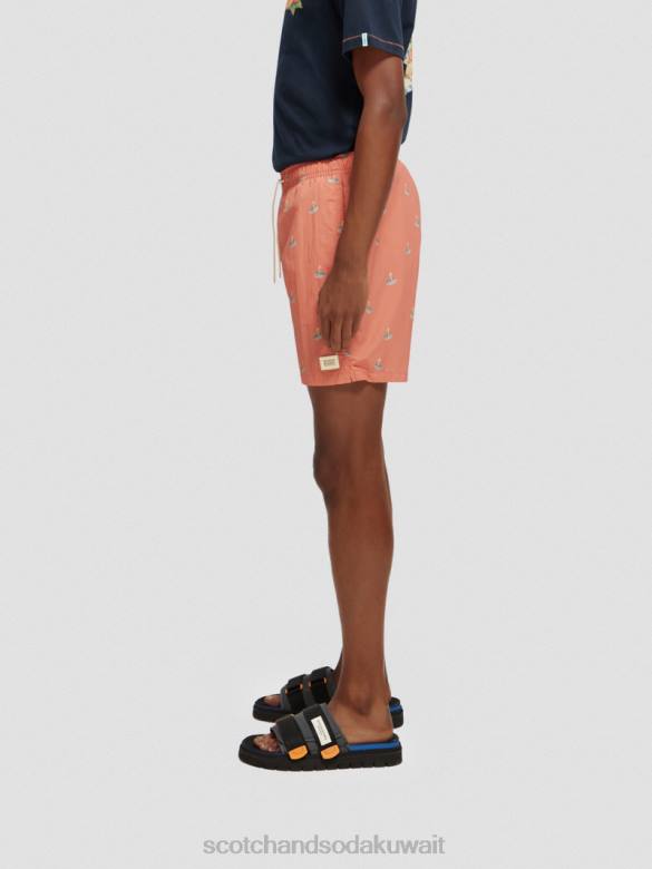 ملابس Scotch & Soda شورت سباحة مطبوع متوسط ​​الطول فلامنغو سيرفر AOP رجال N0V4670