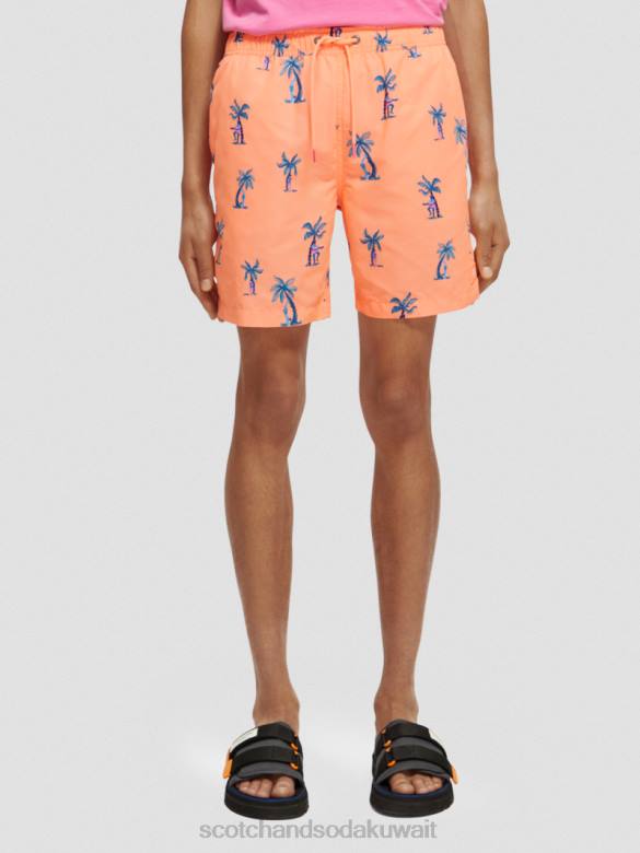 ملابس Scotch & Soda شورت سباحة مطبوع متوسط ​​الطول الغيتار الوردي AOP رجال N0V4672