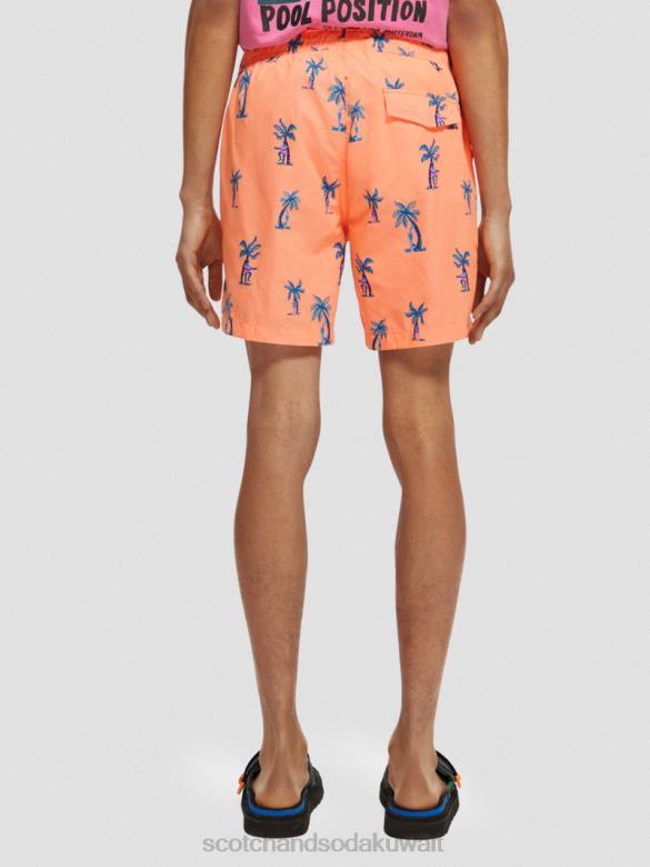 ملابس Scotch & Soda شورت سباحة مطبوع متوسط ​​الطول الغيتار الوردي AOP رجال N0V4672