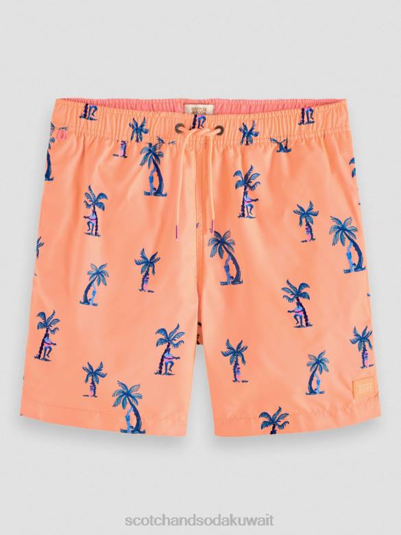 ملابس Scotch & Soda شورت سباحة مطبوع متوسط ​​الطول الغيتار الوردي AOP رجال N0V4672