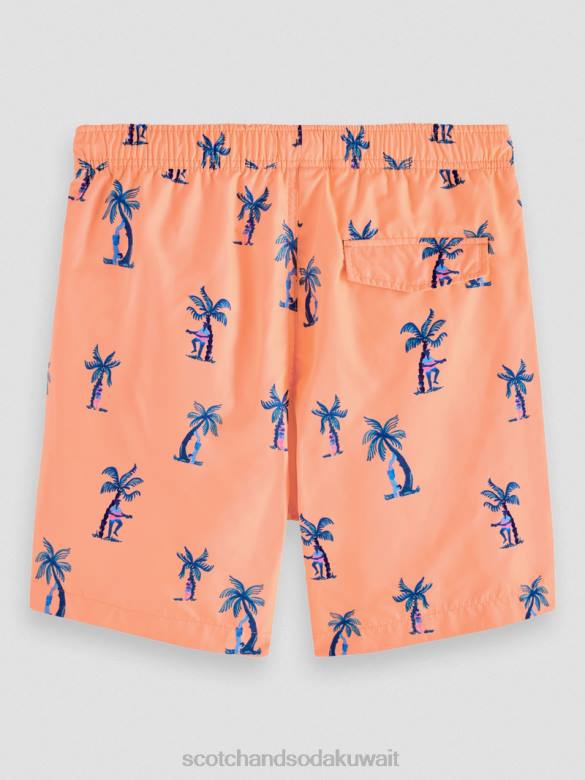 ملابس Scotch & Soda شورت سباحة مطبوع متوسط ​​الطول الغيتار الوردي AOP رجال N0V4672
