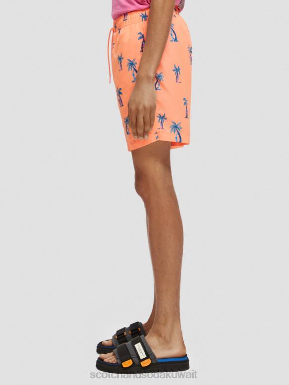 ملابس Scotch & Soda شورت سباحة مطبوع متوسط ​​الطول الغيتار الوردي AOP رجال N0V4672