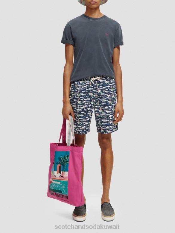 ملابس Scotch & Soda شورت سباحة مطبوع طويل الطول تصفح الموجة الزرقاء AOP رجال N0V4678