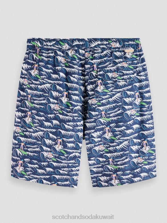 ملابس Scotch & Soda شورت سباحة مطبوع طويل الطول تصفح الموجة الزرقاء AOP رجال N0V4678