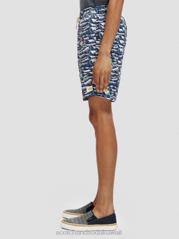 ملابس Scotch & Soda شورت سباحة مطبوع طويل الطول تصفح الموجة الزرقاء AOP رجال N0V4678