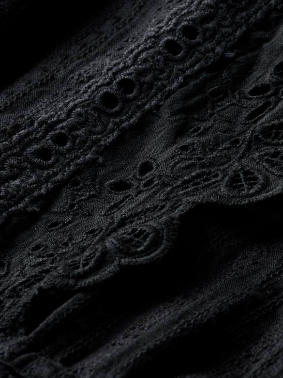ملابس Scotch & Soda فستان قصير من القطن العضوي من تصميم Broderie anglaise أسود نحيف N0V411