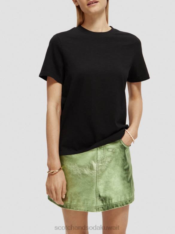 ملابس Scotch & Soda تي شيرت مناسب عادي أسود نحيف N0V4100