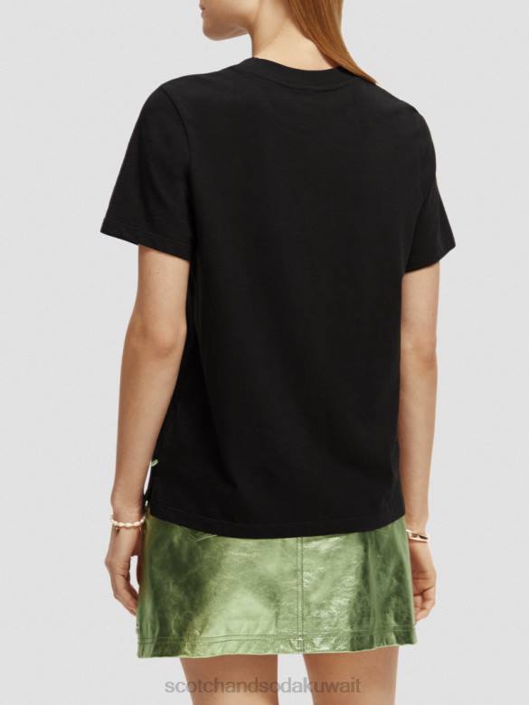 ملابس Scotch & Soda تي شيرت مناسب عادي أسود نحيف N0V4100
