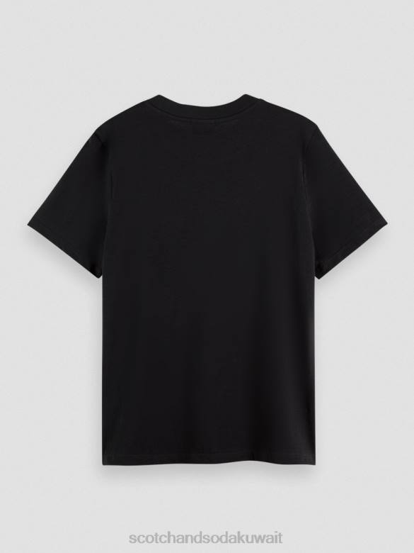 ملابس Scotch & Soda تي شيرت مناسب عادي أسود نحيف N0V4100