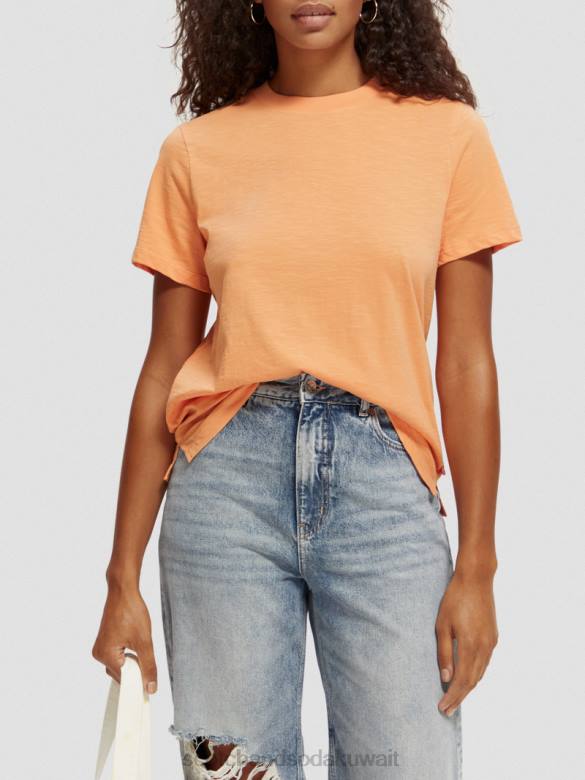 ملابس Scotch & Soda تي شيرت مناسب عادي سمك السلمون البرتقالي نحيف N0V4102