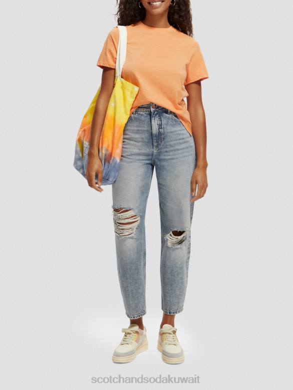 ملابس Scotch & Soda تي شيرت مناسب عادي سمك السلمون البرتقالي نحيف N0V4102