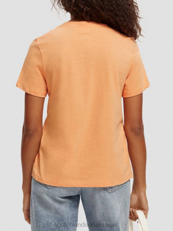 ملابس Scotch & Soda تي شيرت مناسب عادي سمك السلمون البرتقالي نحيف N0V4102