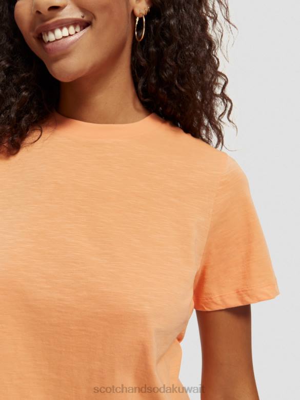 ملابس Scotch & Soda تي شيرت مناسب عادي سمك السلمون البرتقالي نحيف N0V4102