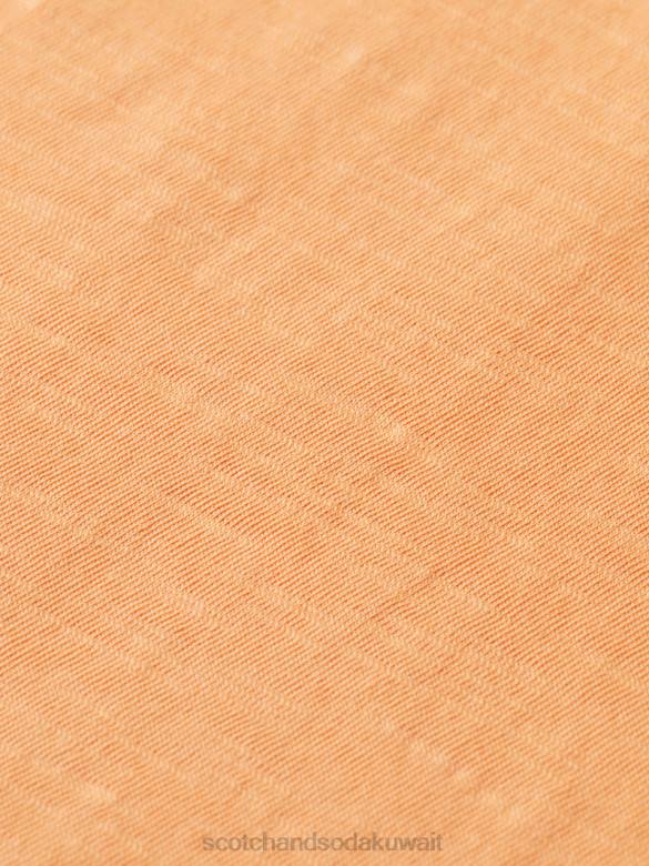 ملابس Scotch & Soda تي شيرت مناسب عادي سمك السلمون البرتقالي نحيف N0V4102