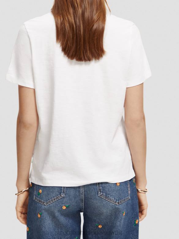 ملابس Scotch & Soda تي شيرت مناسب عادي أبيض نحيف N0V4103
