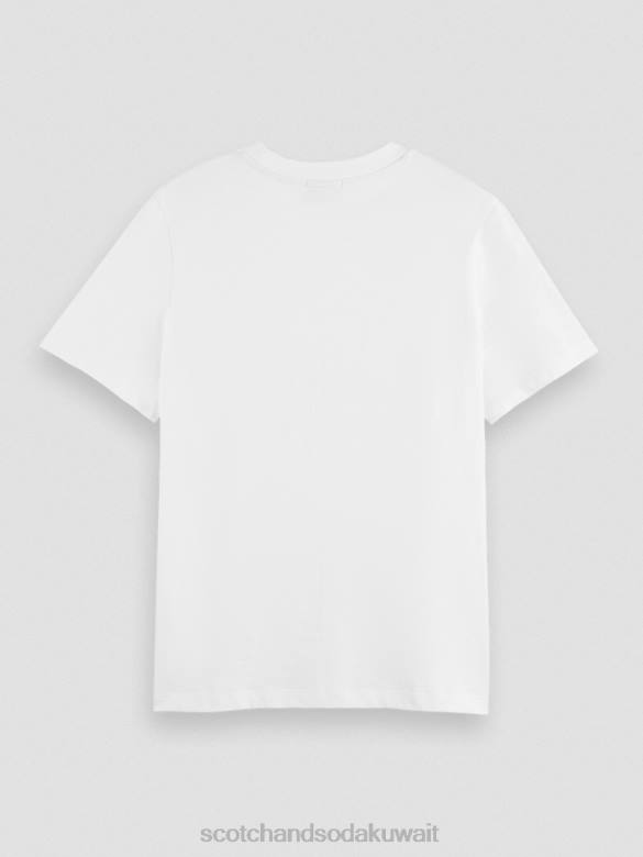 ملابس Scotch & Soda تي شيرت مناسب عادي أبيض نحيف N0V4103