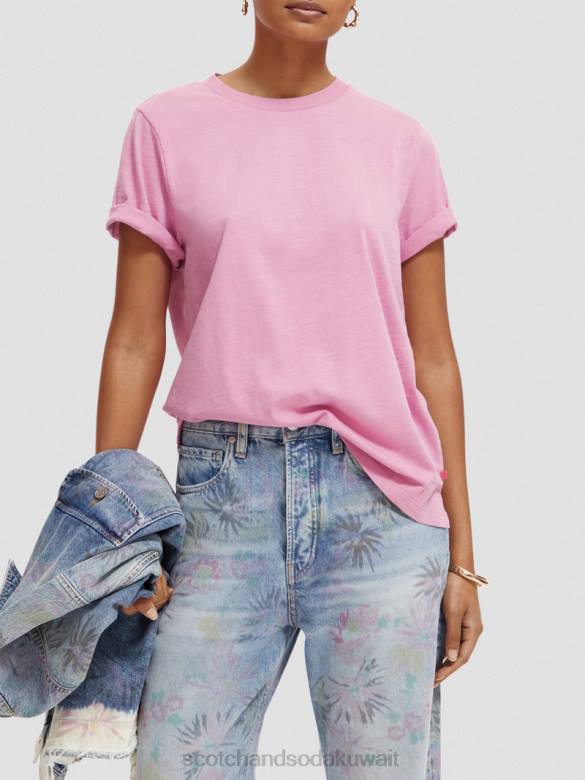 ملابس Scotch & Soda تي شيرت مناسب عادي الأوركيد الوردي نحيف N0V4104