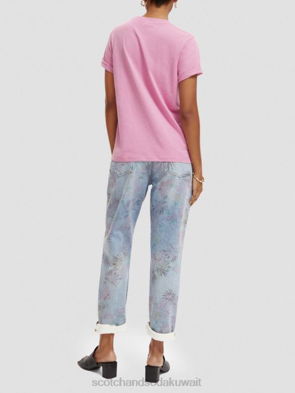 ملابس Scotch & Soda تي شيرت مناسب عادي الأوركيد الوردي نحيف N0V4104
