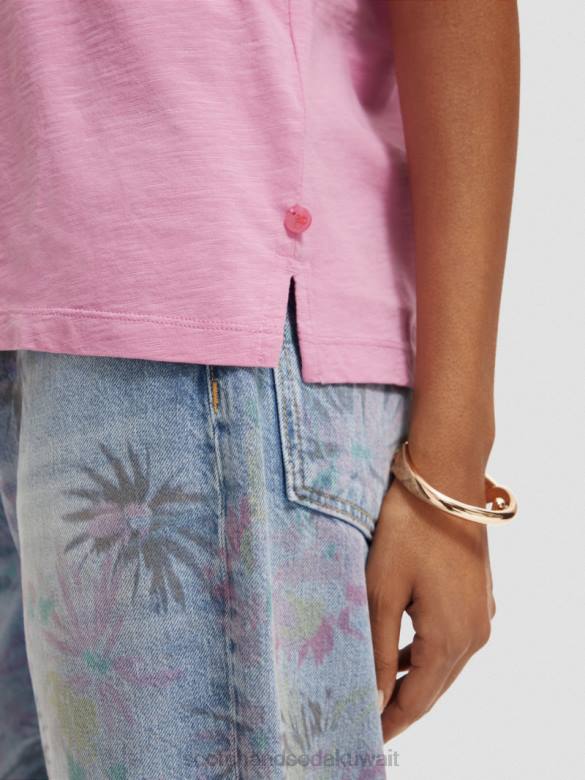 ملابس Scotch & Soda تي شيرت مناسب عادي الأوركيد الوردي نحيف N0V4104