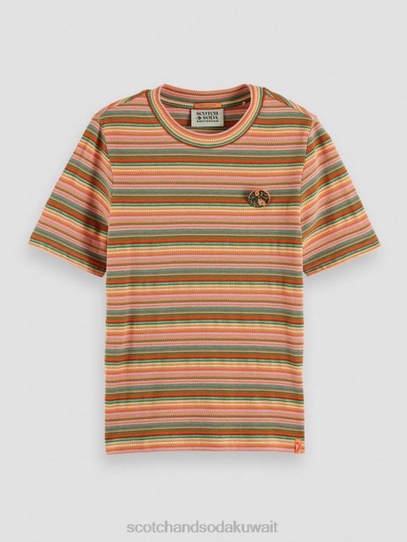 ملابس Scotch & Soda تي شيرت مخطط بقصة ضيقة جيرسي متعدد المشارب نحيف N0V4106