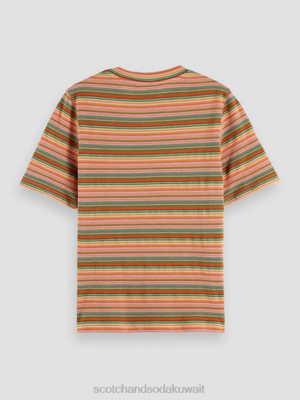 ملابس Scotch & Soda تي شيرت مخطط بقصة ضيقة جيرسي متعدد المشارب نحيف N0V4106
