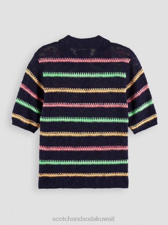 ملابس Scotch & Soda سترة محبوكة مخططة في وقت متأخر من المساء الأزرق نحيف N0V4107