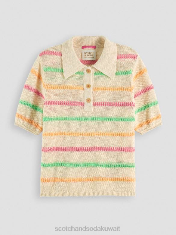 ملابس Scotch & Soda سترة محبوكة مخططة الفانيليا البيضاء نحيف N0V4108