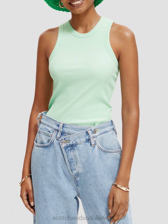 ملابس Scotch & Soda سترة علوية بدون أكمام بظهر متسابق ومتماسكة الرماد الأخضر نحيف N0V4111