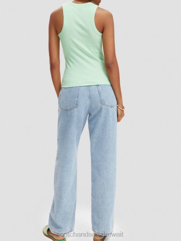 ملابس Scotch & Soda سترة علوية بدون أكمام بظهر متسابق ومتماسكة الرماد الأخضر نحيف N0V4111