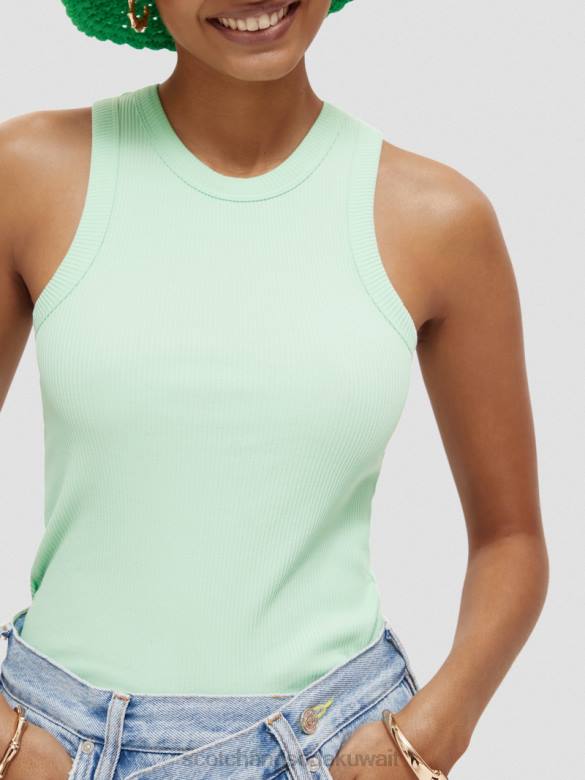 ملابس Scotch & Soda سترة علوية بدون أكمام بظهر متسابق ومتماسكة الرماد الأخضر نحيف N0V4111