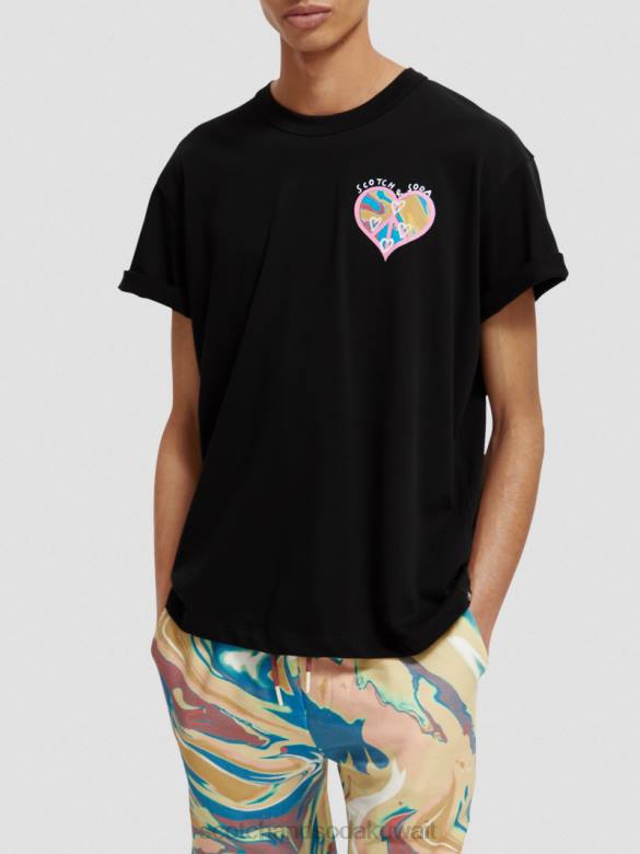 ملابس Scotch & Soda ولد ليحب تي شيرت أسود نحيف N0V4122
