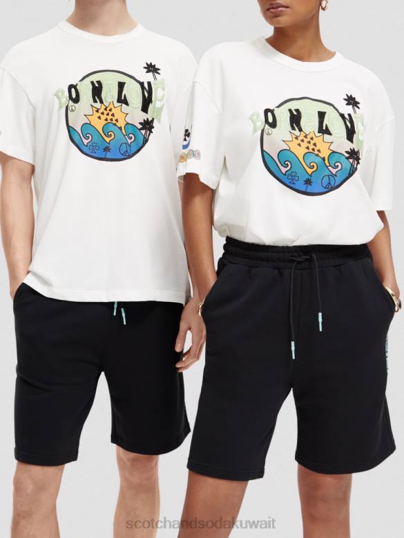 ملابس Scotch & Soda ولد ليحب العمل الفني تي شيرت قبالة الأبيض نحيف N0V4124
