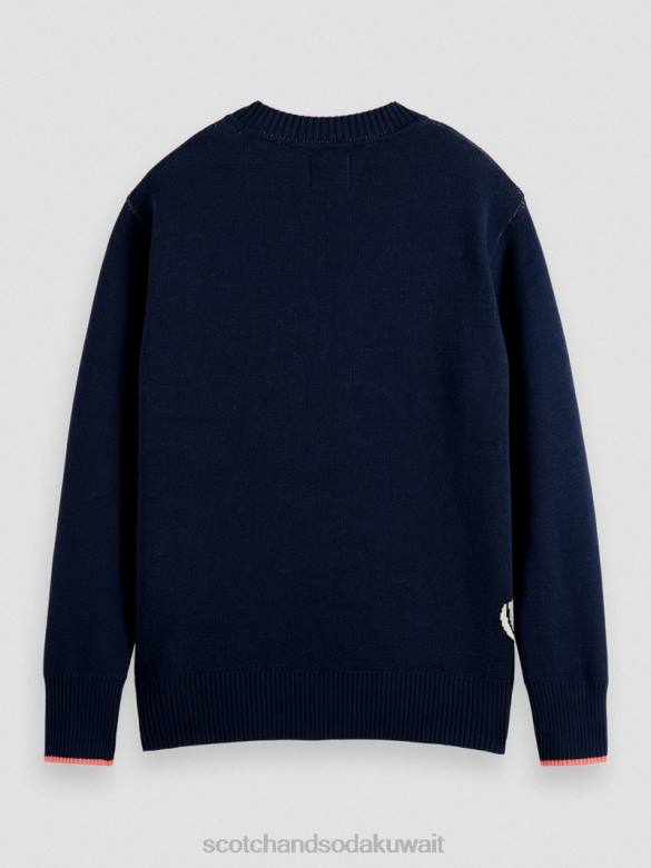 ملابس Scotch & Soda سترة لوني تونز المطرزة من القطن العضوي ليلة نحيف N0V4126