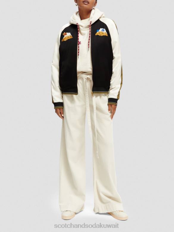 ملابس Scotch & Soda سترة بومبر راجلان مطرزة أسود نحيف N0V4130