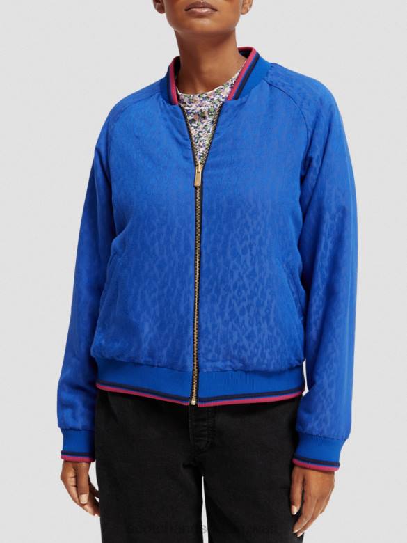 ملابس Scotch & Soda سترة بومبر مبطنة مطبوعة على الوجهين روزاريا كاكي نحيف N0V4134