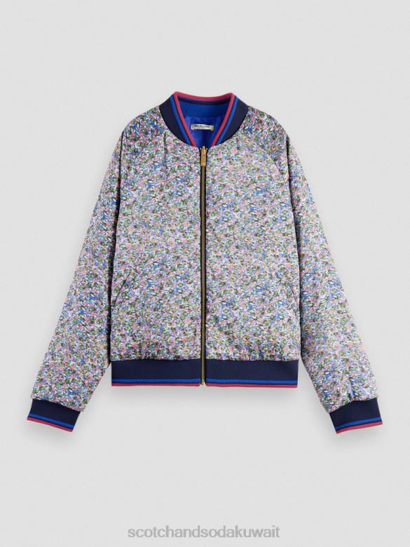 ملابس Scotch & Soda سترة بومبر مبطنة مطبوعة على الوجهين روزاريا كاكي نحيف N0V4134